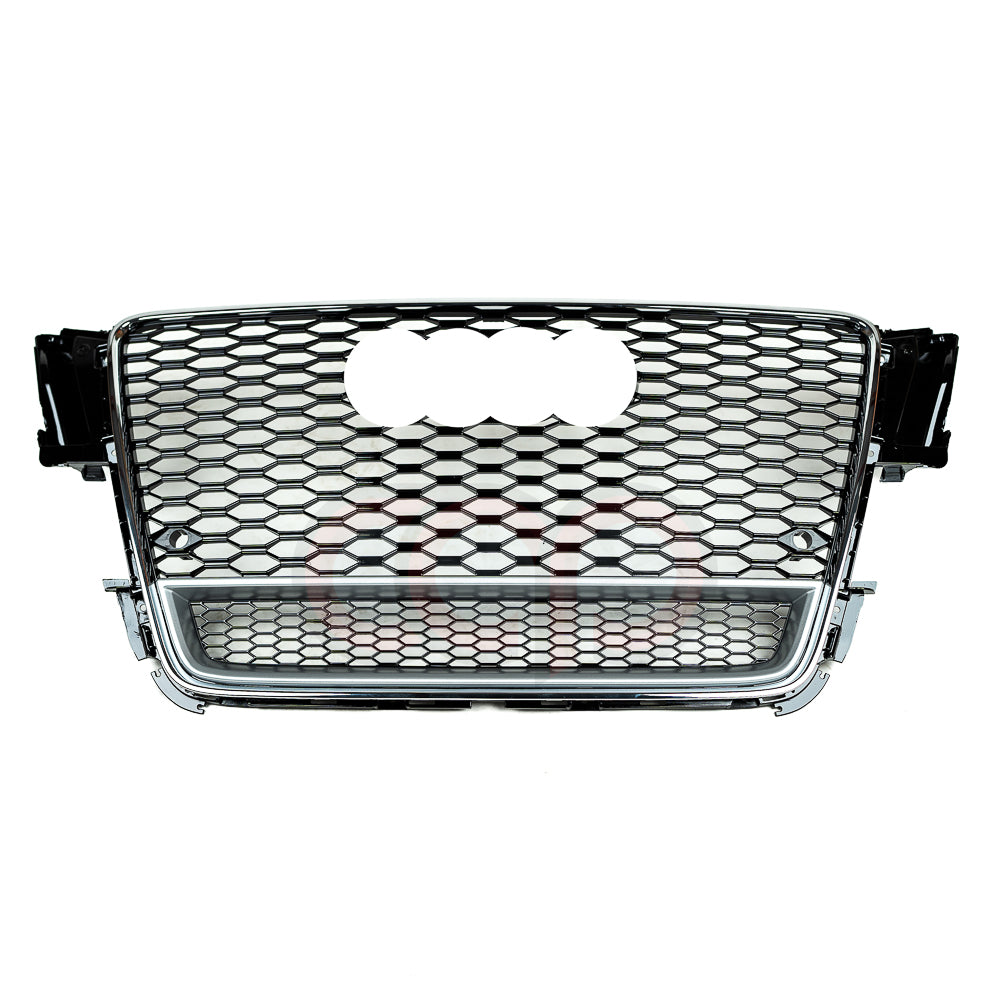 2008-2012 Audi RS5 Honeycomb Grille Quattro | B8 Audi A5/S5 Chrome Frame Black Honeycomb Mesh Silver Lower Frame