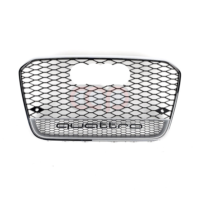 2012-2015 Audi RS6 Honeycomb Grille Quattro | C7 Audi A6/S6 Chrome Frame Black Mesh Silver Lower Frame