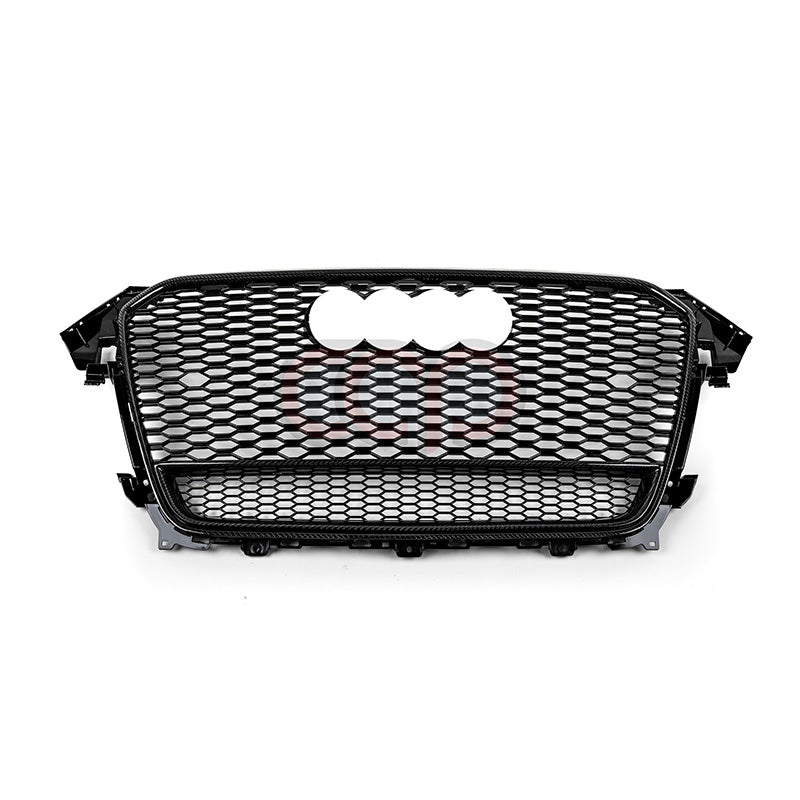 2013-2016 Audi RS4 Honeycomb Grille | B8.5 Audi A4/S4 | Real Carbon Fiber Quattro - Real Carbon Frame Black Mesh Real Carbon Lower Frame