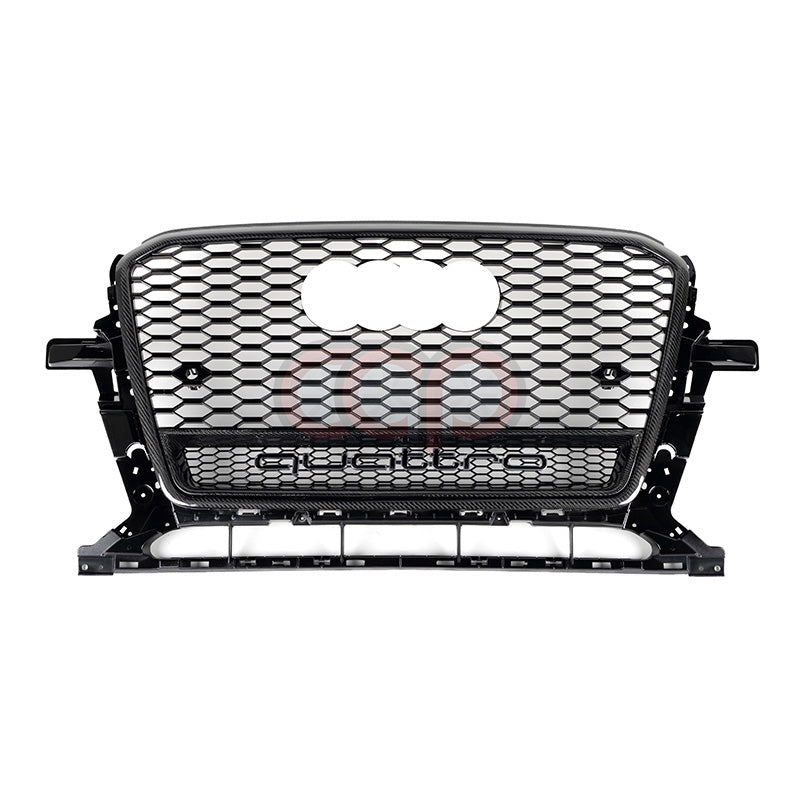 2013-2017 Audi RSQ5 Honeycomb Grille | 8R.5/ B8.5 Audi Q5/SQ5 | Real Carbon Fiber Quattro - Real Carbon Fiber Frame Black Mesh Real Carbon Fiber Lower Frame