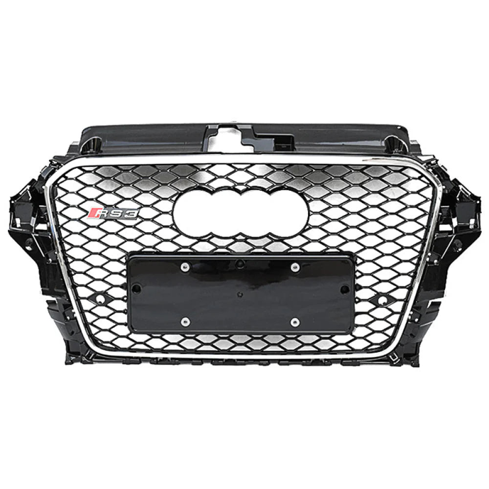 2014-2016 Audi RS3 Honeycomb Grille | 8V Audi A3/S3 Chrome Frame Black Mesh