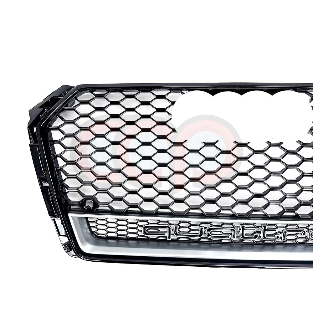 2017-2019 Audi RS4 Honeycomb Lower Frame Grille Quattro Silver Frame | B9 Audi A4/S4