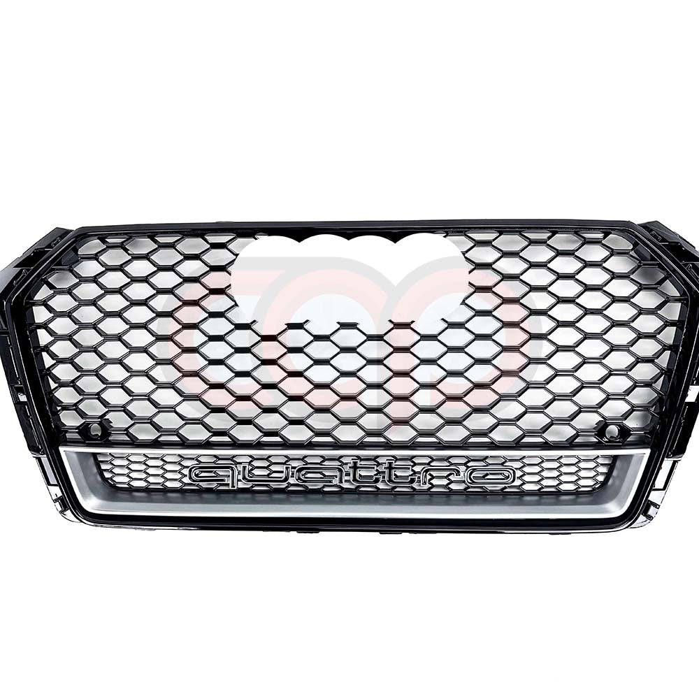 2017-2019 Audi RS4 Honeycomb Lower Frame Grille Quattro Silver Frame | B9 Audi A4/S4