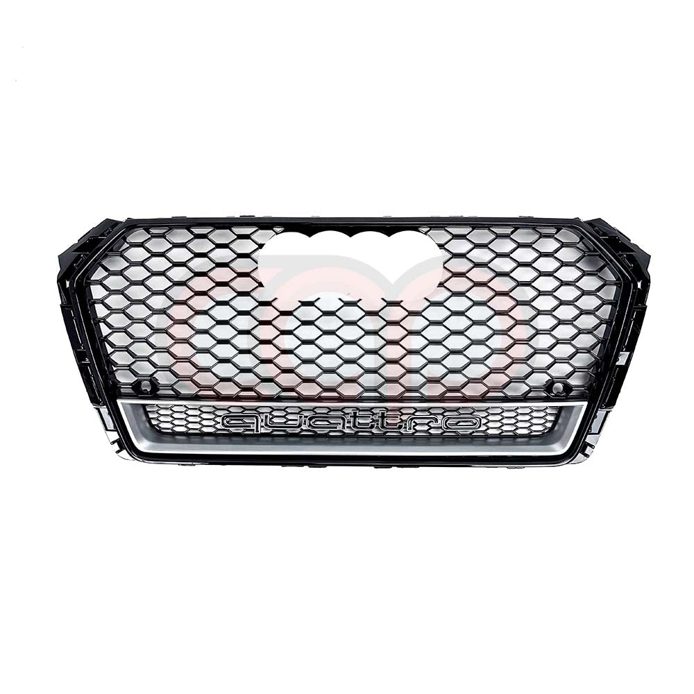 2017-2019 Audi RS4 Honeycomb Lower Frame Grille Quattro Silver Frame | B9 Audi A4/S4