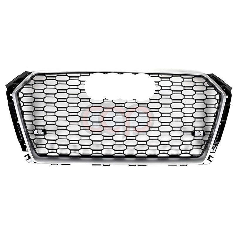2017-2019 Audi RS4 Honeycomb Grille | B9 Audi A4/S4 Silver Frame Black Honeycomb Mesh