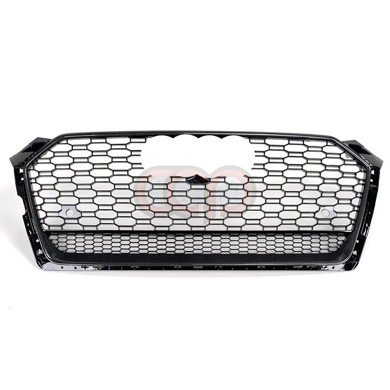 2018-2019 Audi RS5 Honeycomb Grille | B9 Audi A5/S5 | Real Carbon Fiber Quattro - Real Carbon Fiber Frame Black Honeycomb Mesh Yes Front Camera