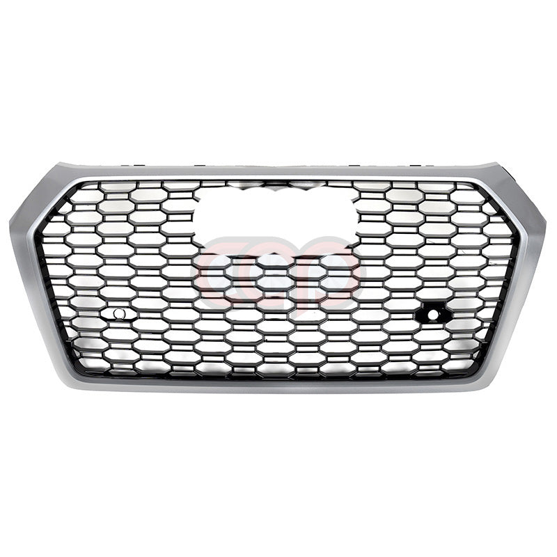 2018-2020 FY B9 Audi RSQ5 Honeycomb Grille | B9 Audi Q5, SQ5 Silver Frame Gloss Black Mesh