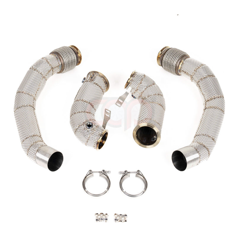 2018-2023 CAP S63M 4.4 Downpipe & Midpipe - BMW F90 M5, F91 F92 F93 M8 Heat Shield