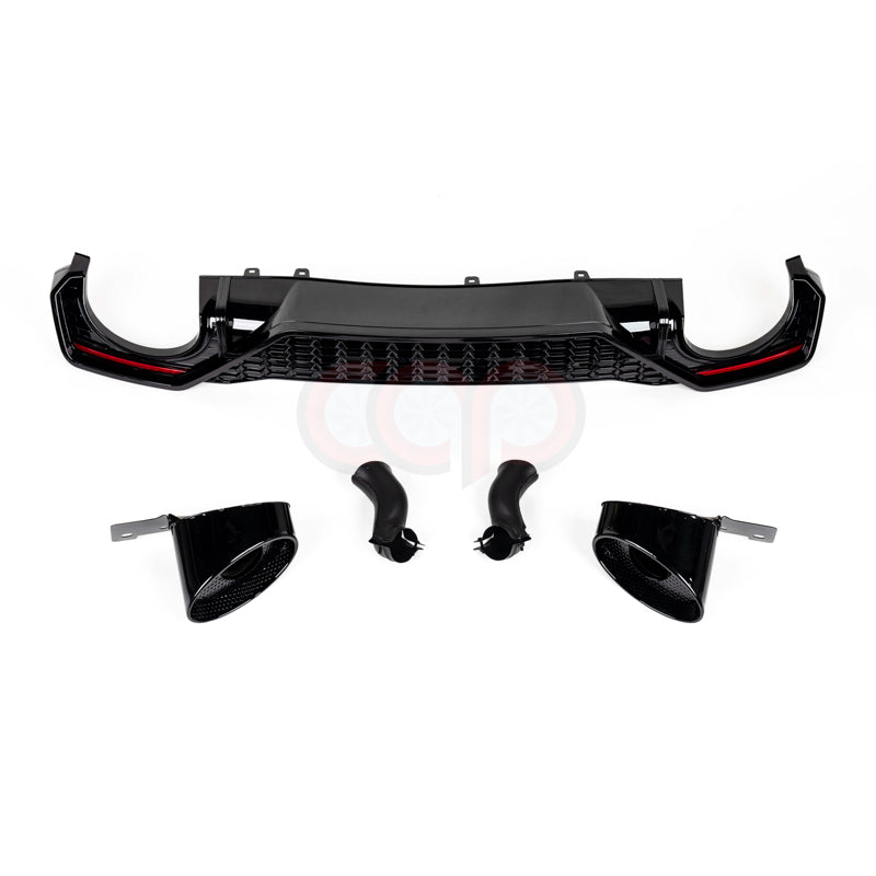2019-2024 C8 Audi A7 S-Line/S7 - CAP Gloss Black RS7 Style Rear Diffuser with RS Exhaust Tips