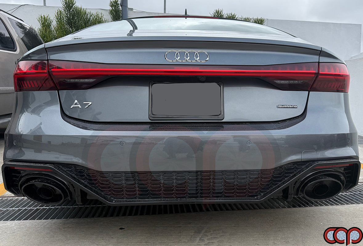 2019-2024 C8 Audi A7 S-Line/S7 - CAP Gloss Black RS7 Style Rear Diffuser with RS Exhaust Tips