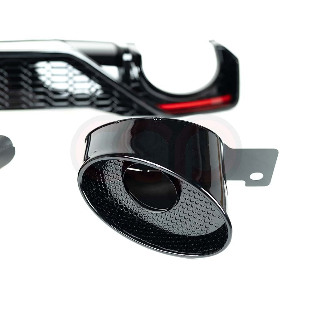 2019-2024 C8 Audi A7 S-Line/S7 - CAP Gloss Black RS7 Style Rear Diffuser with RS Exhaust Tips