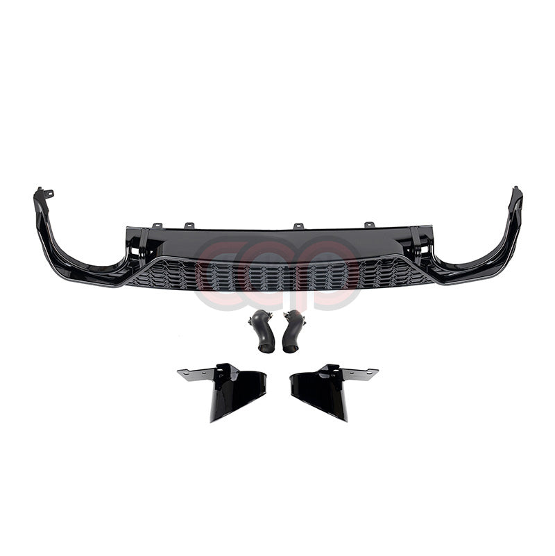2019-2024 C8 Audi A6 S-Line/S6 - CAP Gloss Black RS6 Style Rear Diffuser with RS Exhaust Tips 2019-2024 C8 Audi A6 S-Line S6