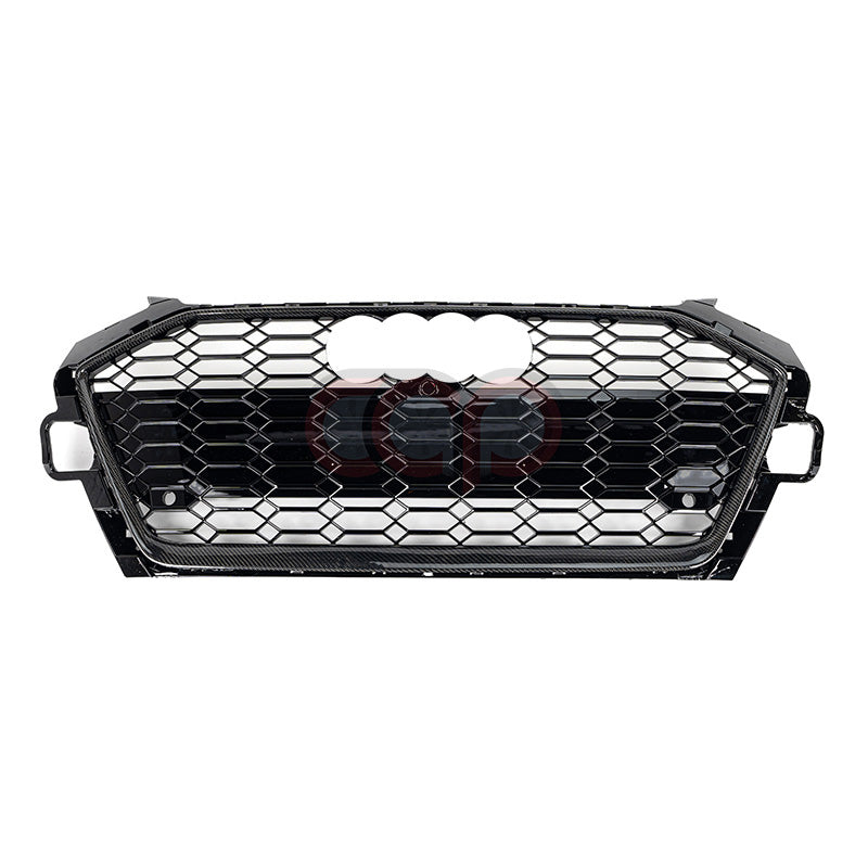 2020-2025 Audi RS4 Honeycomb Grille | B9.5 Audi A4/S4 | Real Carbon Fiber Real Carbon Fiber Frame Black Honeycomb Mesh