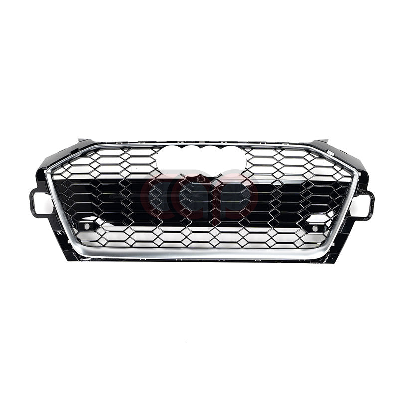 2020-2025 Audi RS4 Honeycomb Grille Silver Frame | B9.5 Audi A4/S4 Silver Frame Black Honeycomb Mesh