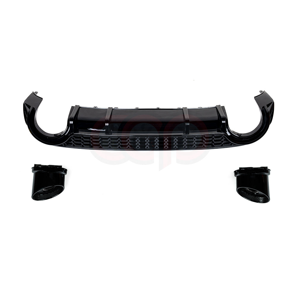 2021-2024 8Y Audi A3 S-Line/S3 - CAP Gloss Black RS3 Style Rear Diffuser with RS Exhaust Tips 2021-2024 8Y Audi A3 S-Line S3