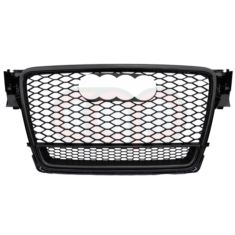 2009-2012 Audi RS4 Honeycomb Grille | B8 Audi A4/S4 | Real Carbon Fiber Quattro - Real Carbon Frame Black Mesh Real Carbon Lower Frame