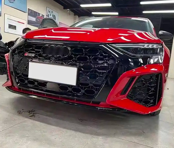 2021-2024 8Y Audi A3/S3 CAP Front Bumper | AUDI RS3 Bumper RS3 Grille (Black Frame Black Mesh)