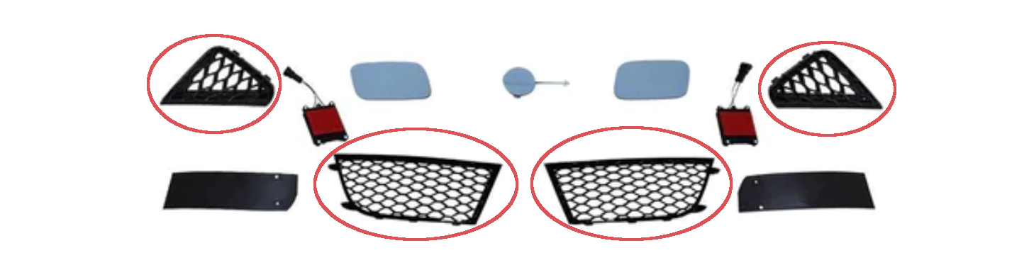 Bumper Accessories for CAP B8.5 RS4 Bumper - V1 Both Sides - Large Fog Grilles Both Sides - Small Fog Grilles No Fog Light Resistors