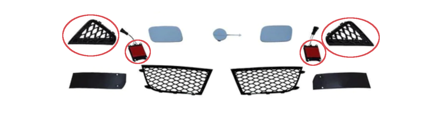 Bumper Accessories for CAP B8.5 RS4 Bumper - V1 None Both Sides - Small Fog Grilles Yes Fog Light Resistors