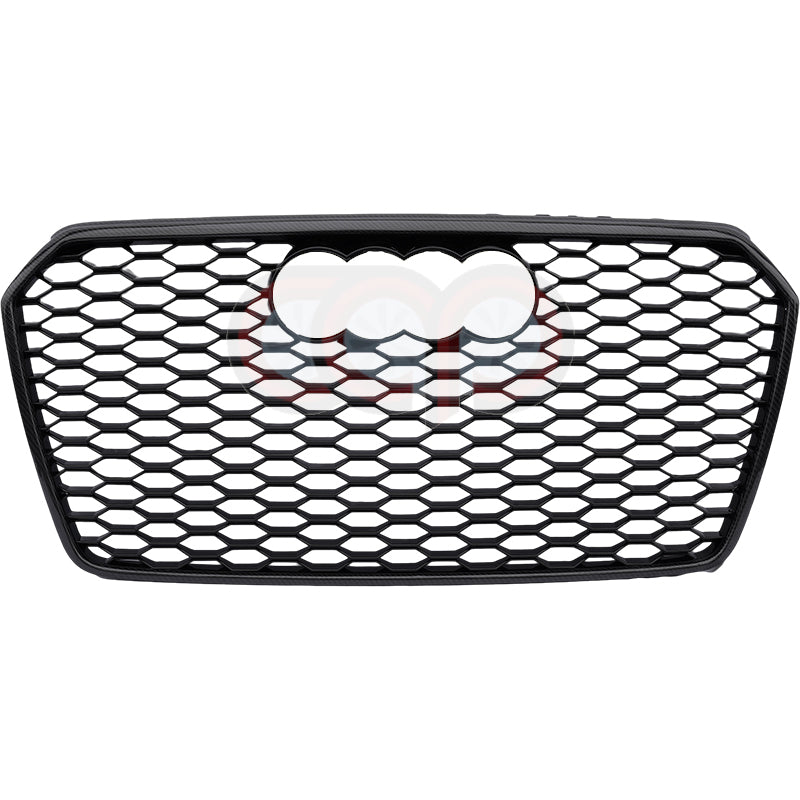 2016-2018 Audi RS7 Honeycomb Grille | C7.5 Audi A7/S7 | Real Carbon Fiber Plain - Real Carbon Fiber Frame Black Mesh