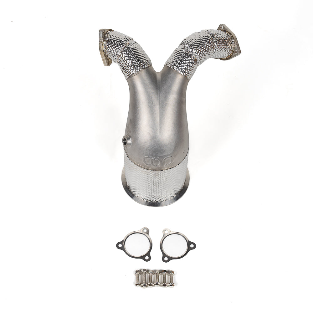 CAP Can Auto Performance Audi 3.0T Cast V3 Catted Downpipe - B9/B9.5 2018-2025 Audi S4/S5 V3 Heat Shield Yes Gaskets & Bolts High Flow Cat