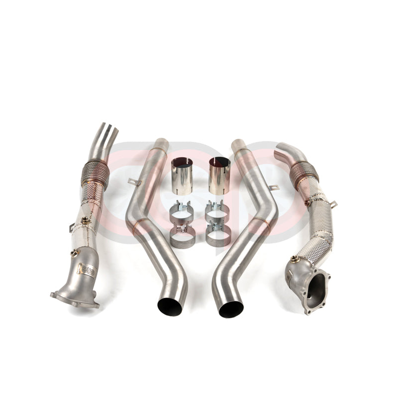 2013-2018 CAP Audi C7/C7.5 S6/RS6/S7/RS7/A8/S8 4.0T Cast Downpipes & Midpipes Exhaust Combo - V2 Heat Shield Cast Downpipe & Midpipe Combo