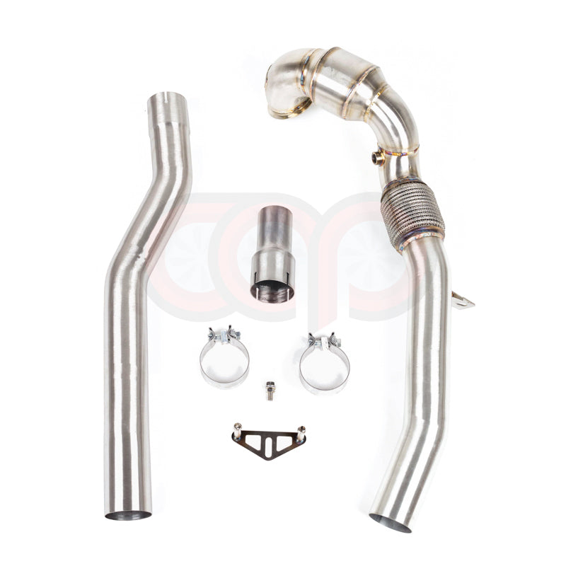 CAP VW Audi 3" 2.0T Downpipe - 2015-2021 Volkswagen MK7 Golf R, 8V Audi A3/S3 AWD High Flow Cat