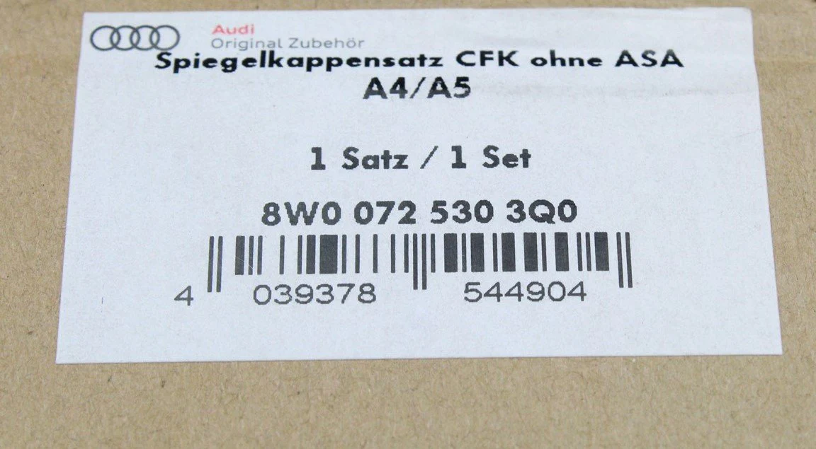 Genuine Audi Carbon Fiber Mirror Caps (Pair) - 2017-2022 B9 Audi A4, S4, A5, S5, RS5