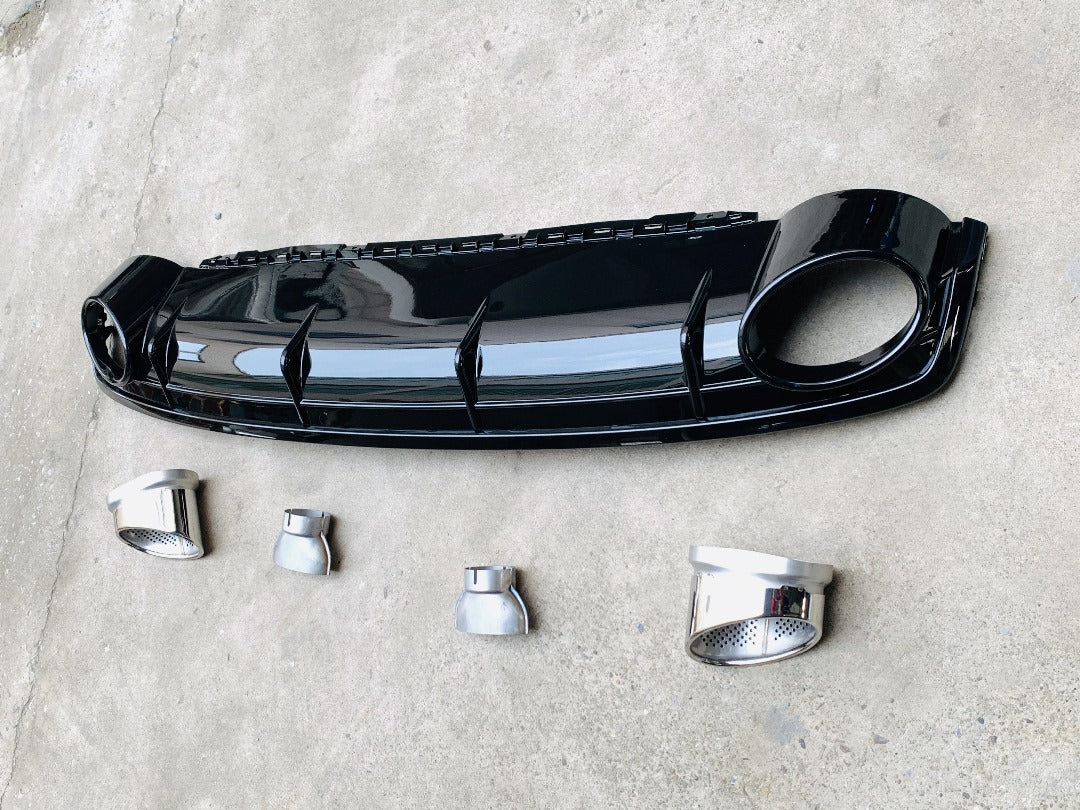 2016-2019 B9/4M Audi Q7 S-Line - CAP Gloss Black RS Style Rear Diffuser with Exhaust Tips