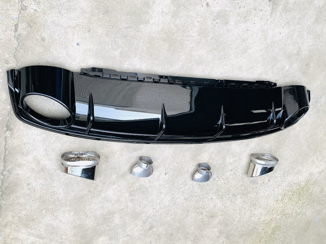 2016-2019 B9/4M Audi Q7 S-Line - CAP Gloss Black RS Style Rear Diffuser with Exhaust Tips