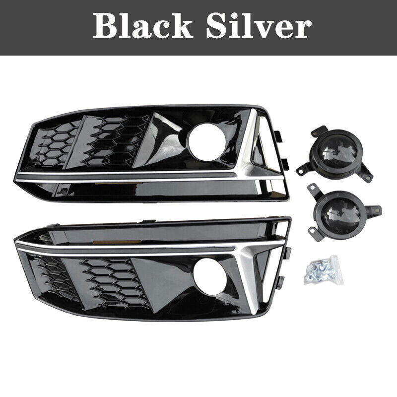 2017-2018 Audi RS4 RS Fog Grilles - Silver Trim | 2017-2018 B9 Audi A4 S-Line/S4 - V1 with ACC 2017-2018 B9 Audi A4 S-Line S4 With ACC Black with Silver Trim