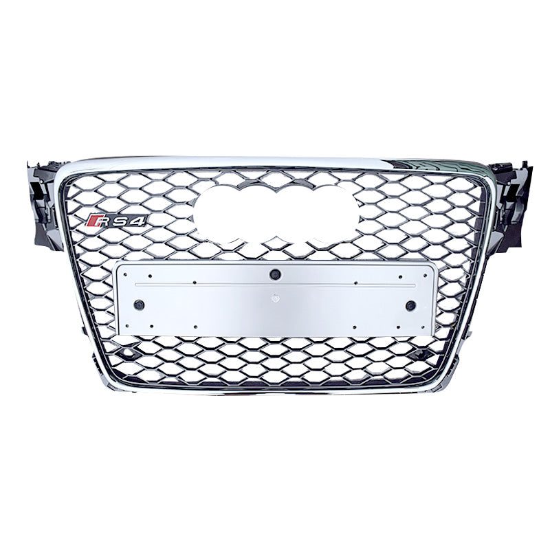 2009-2012 Audi RS4 Honeycomb Grille | B8 Audi A4/S4 Chrome Frame Silver Mesh