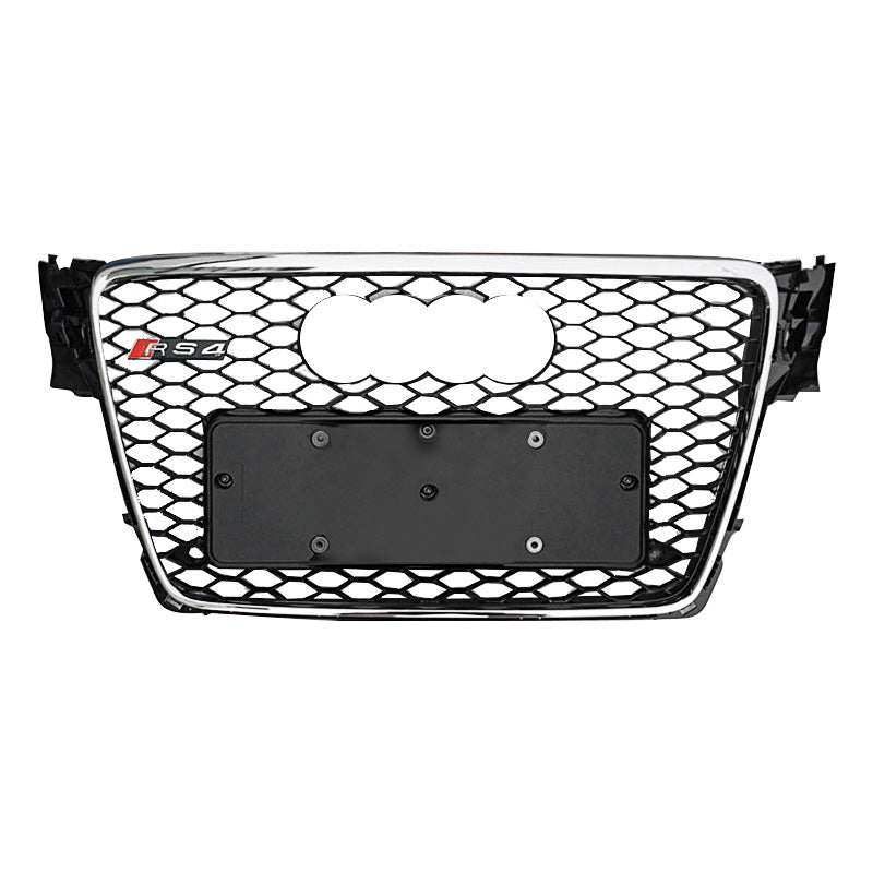 2009-2012 Audi RS4 Honeycomb Grille | B8 Audi A4/S4 Chrome Frame Black Mesh