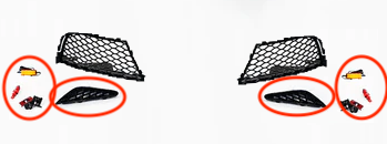 Bumper Accessories for CAP B8 RS4 Bumper - V1 None Both Sides - Small Fog Grilles Yes Fog Light Resistors