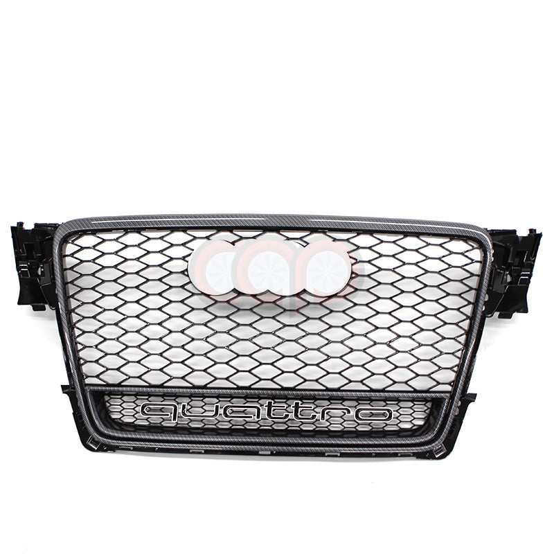 2009-2012 Audi RS4 Honeycomb Grille Quattro | B8 Audi A4/S4 Carbon Frame Black Mesh Carbon Lower Frame