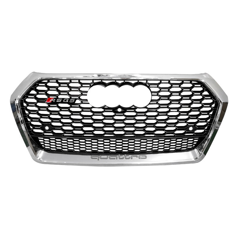 2018-2020 FY B9 Audi RSQ5 Honeycomb Grille Lower Frame Quattro | B9 Audi Q5/SQ5 Chrome Frame Gloss Black Mesh with Lower Frame