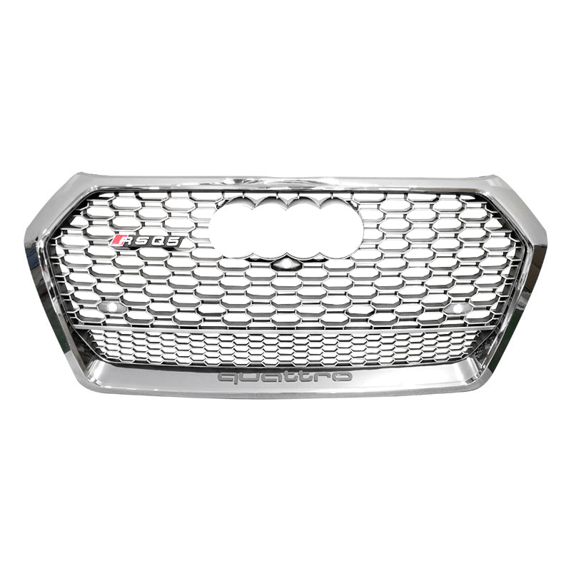 2018-2020 FY B9 Audi RSQ5 Honeycomb Grille Lower Frame Quattro | B9 Audi Q5/SQ5 Chrome Frame Silver Mesh with Lower Frame