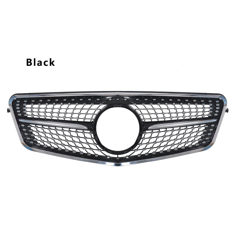2010-2013 Mercedes-Benz E-Class Diamond Style Front Grille | W212 Gloss Black Chrome Middle No Front Camera