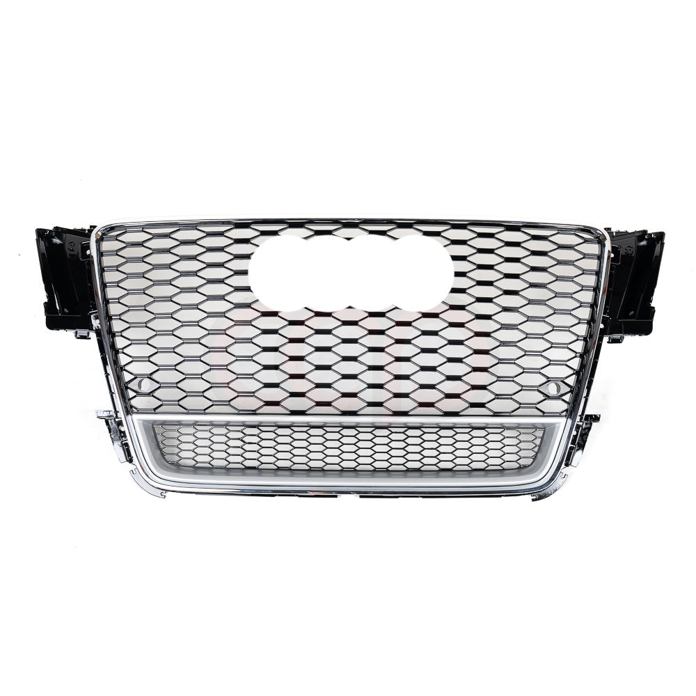 2008-2012 Audi RS5 Honeycomb Grille Quattro | B8 Audi A5/S5 Chrome Frame Black Honeycomb Mesh Silver Lower Frame