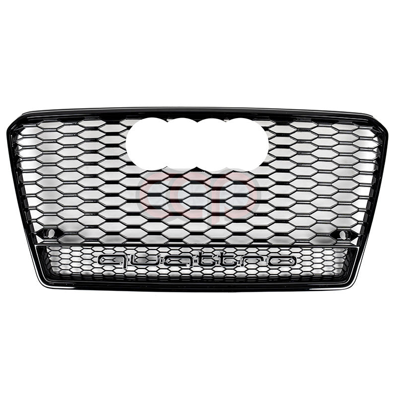 2012-2015 Audi RS7 Honeycomb Grille Quattro | C7 Audi A7/S7 Black Frame Black Mesh Black Lower Frame