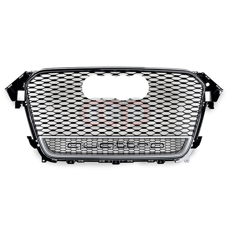 2013-2016 Audi RS4 Honeycomb Grille Quattro | B8.5 Audi A4/S4 Chrome Frame Black Mesh Silver Lower Frame