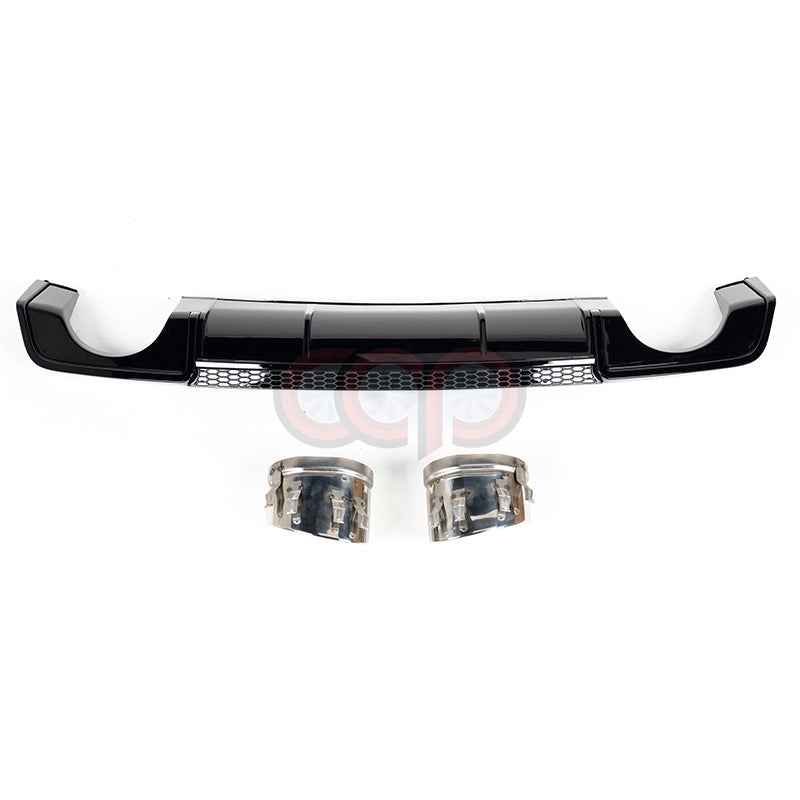 2014-2016 8V Audi A3 Non S-Line - CAP Gloss Black RS Style Rear Diffuser with Exhaust Tips