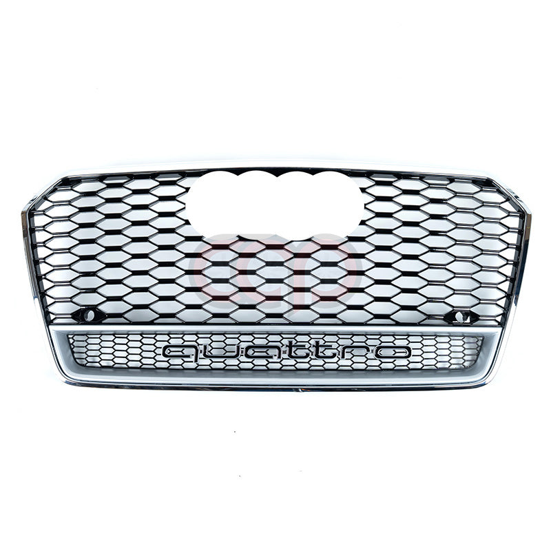 2016-2018 Audi RS7 Honeycomb Grille Quattro | C7.5 Audi A7/S7 Chrome Frame Black Mesh Silver Lower Frame