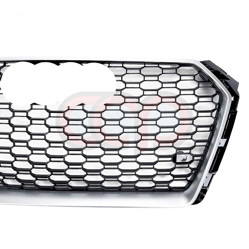2017-2019 Audi RS4 Honeycomb Grille | B9 Audi A4/S4 Silver Frame / Black Honey Comb Mesh