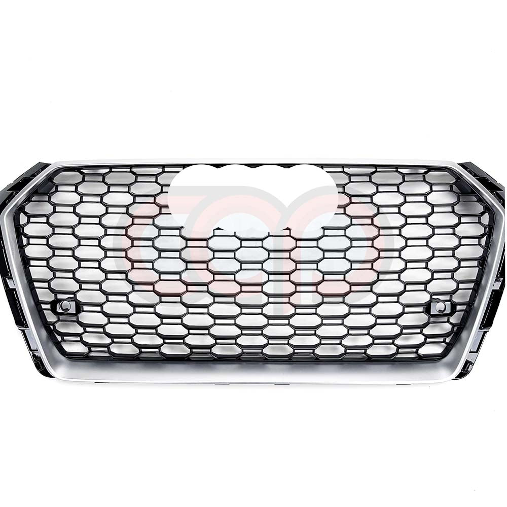 2017-2019 Audi RS4 Honeycomb Grille | B9 Audi A4/S4 Silver Frame / Black Honey Comb Mesh