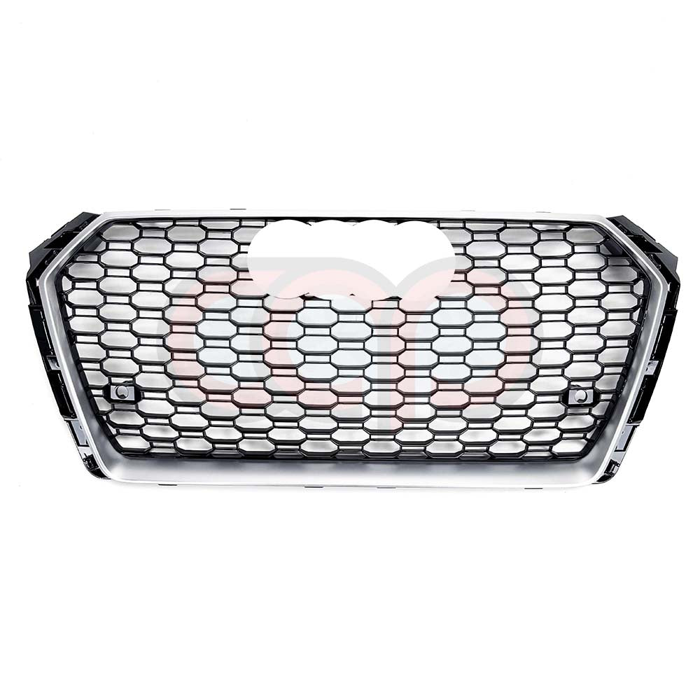 2017-2019 Audi RS4 Honeycomb Grille | B9 Audi A4/S4 Silver Frame / Black Honey Comb Mesh