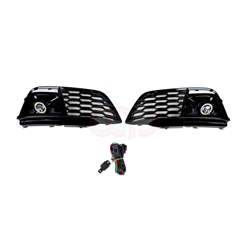 2018-2020 Audi RS Honeycomb Fog Grilles | FY B9 Audi Q5 S-Line/SQ5 - V2 2018-2020 FY B9 Audi Q5 S-Line SQ5 With LED Fog Lights
