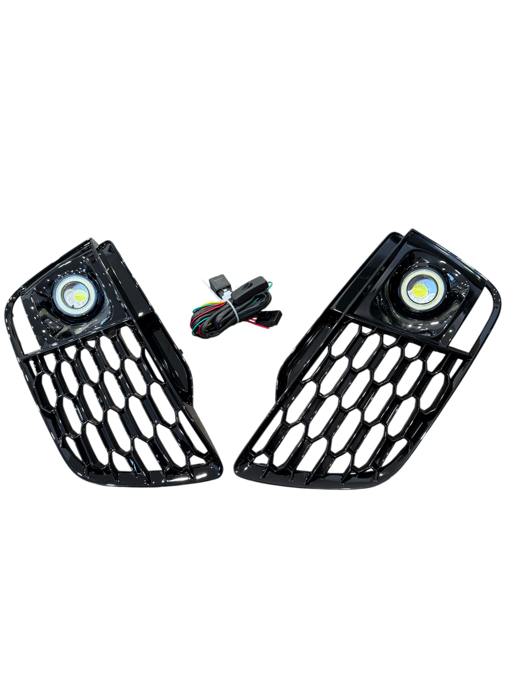 2018-2020 Audi RS Honeycomb Fog Grilles | FY B9 Audi Q5 S-Line/SQ5 - V2 2018-2020 FY B9 Audi Q5 S-Line SQ5 With LED Fog Lights
