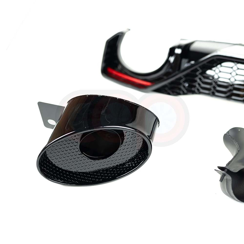 2019-2024 C8 Audi A7 S-Line/S7 - CAP Gloss Black RS7 Style Rear Diffuser with RS Exhaust Tips