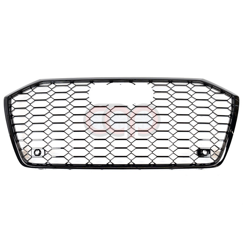 2019-2023 Audi RS6 Honeycomb Grille | C8 Audi A6/S6 - V1 Gloss Black Frame Gloss Black Honeycomb Mesh